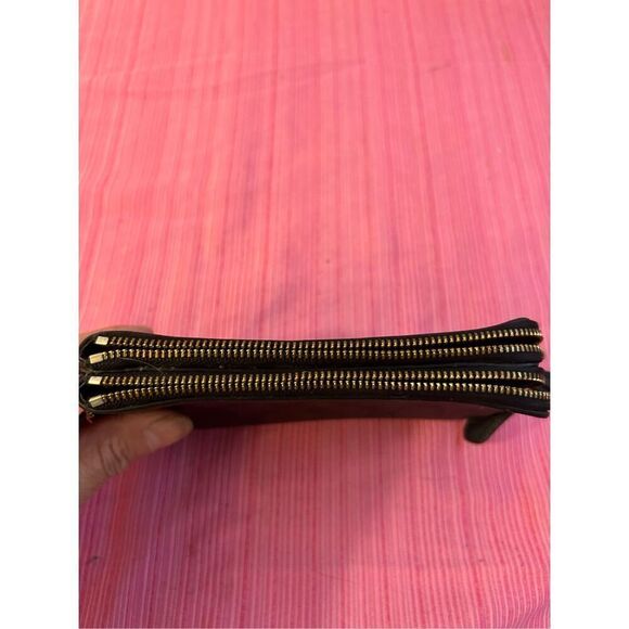 Coach signature double gold zipper wallet brown 6.5x4" - Picture 2 of 8